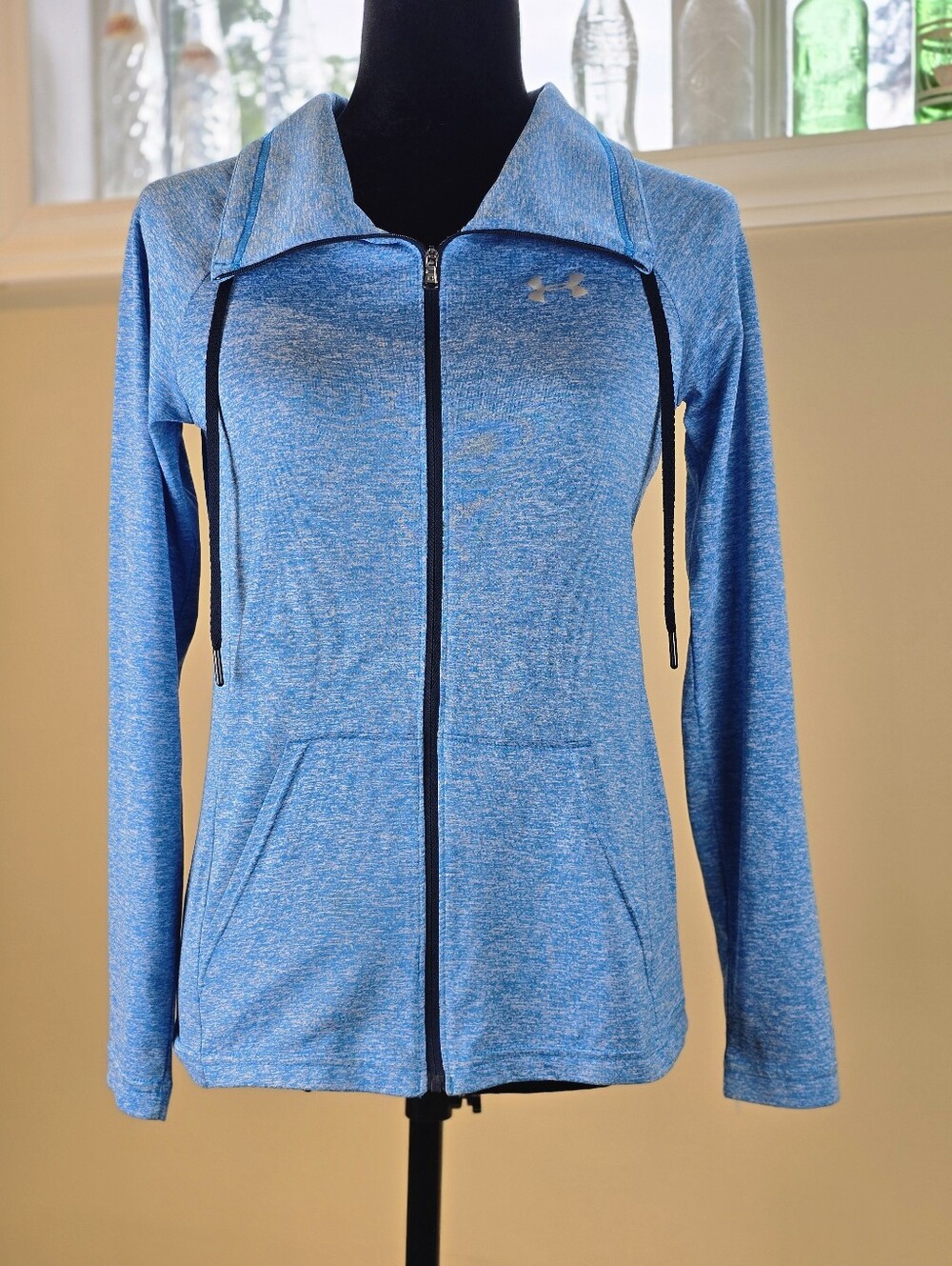 XS Under Armour Women's Tech Full-Zip Performance Heat Gear In Heathered Blue